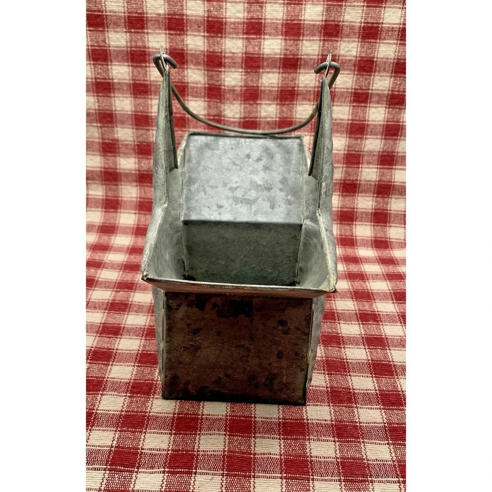 Vintage Rustic Primitive Tin Star Shaped Pail Bucket Farmhouse Americana